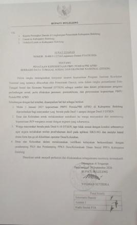 SURAT EDARAN BUPATI BULELENG TENTANG PENATAAN KEPESERTAAN PPU PEMDA/PBI APBD BERBASIS DTSEN